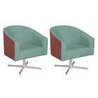 Kit 02 Poltronas Luiza Base Giratória De Metal Sintético Noze