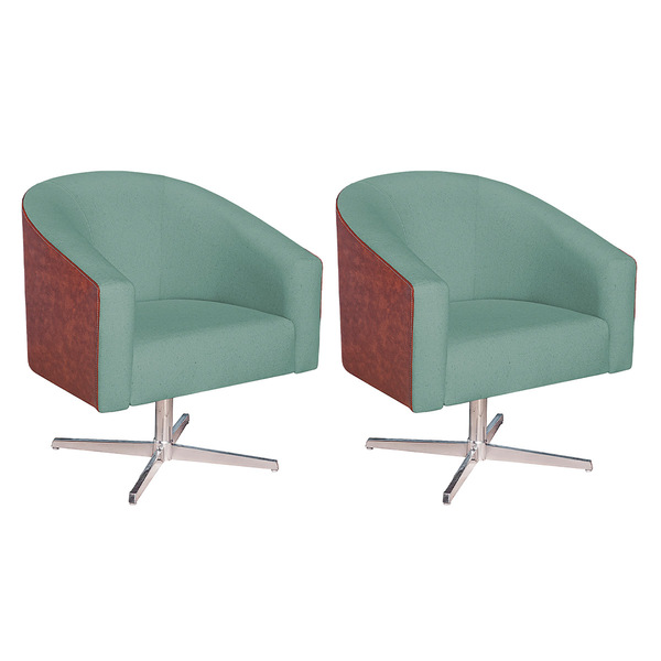 Kit 02 Poltronas Luiza Base Giratória De Metal Sintético Noze