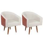 Kit 02 Poltronas Luiza Corano Nozes E Linho Bege - Amarena Mó