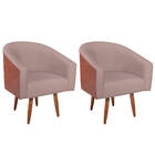 Kit 02 Poltronas Luiza Corano Nozes E Linho Rosê - Amarena Mó