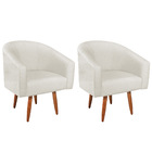 Kit 02 Poltronas Luiza Palito Mel Linho Bege - Amarena Móveis