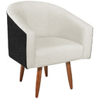 Kit 02 Poltronas Luiza Pés Palito Factor Preto E Linho - Doce