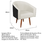 Kit 02 Poltronas Luiza Pés Palito Factor Preto E Linho - Doce