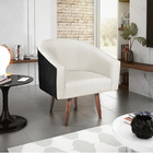 Kit 02 Poltronas Luiza Pés Palito Factor Preto E Linho - Doce