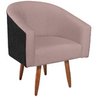 Kit 02 Poltronas Luiza Pés Palito Factor Preto E Linho - Doce