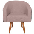 Kit 02 Poltronas Luiza Pés Palito Factor Preto E Linho - Doce