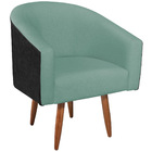 Kit 02 Poltronas Luiza Pés Palito Factor Preto E Linho - Doce