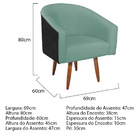 Kit 02 Poltronas Luiza Pés Palito Factor Preto E Linho - Doce