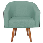 Kit 02 Poltronas Luiza Pés Palito Factor Preto E Linho - Doce