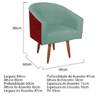 Kit 02 Poltronas Luiza Pés Palito Factor Vermelho E Linho - A