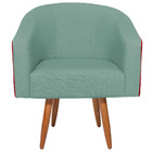 Kit 02 Poltronas Luiza Pés Palito Factor Vermelho E Linho - A