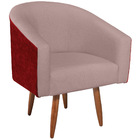 Kit 02 Poltronas Luiza Pés Palito Factor Vermelho E Linho - D