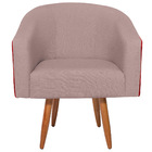 Kit 02 Poltronas Luiza Pés Palito Factor Vermelho E Linho - D