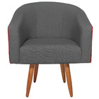 Kit 02 Poltronas Luiza Pés Palito Factor Vermelho E Linho - D