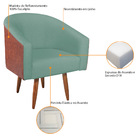 Kit 02 Poltronas Luiza Sintético Nozes E Linho Azul Turquesa