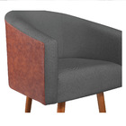 Kit 02 Poltronas Luiza Sintético Nozes E Linho Chumbo - Amare