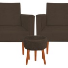 Kit 02 Poltronas Luxo Decorativas Nina E Puff Suede Marrom