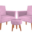 Kit 02 Poltronas Luxo Decorativas Nina E Puff Suede Rosa