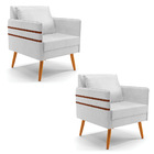 Kit 02 Poltronas Mari Corano Pés Palito Castanho D03 - D'ross