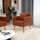 Kit 02 Poltronas Mari Corano Pés Palito Castanho D03 - D'ross