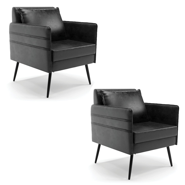 Kit 02 Poltronas Mari Corano Pés Palito De Ferro Preto D03 -