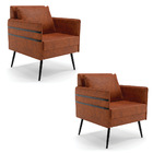 Kit 02 Poltronas Mari Corano Pés Palito De Ferro Preto D03 -