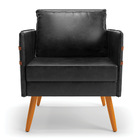 Kit 02 Poltronas Mari Corano Preto Pés Palito Castanho