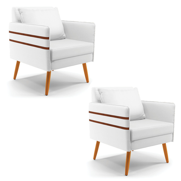 Kit 02 Poltronas Mari Corino Pés Palito Castanho D03 - D'ross