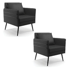 Kit 02 Poltronas Mari Corino Preto Pés Palito De Ferro Preto