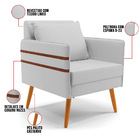 Kit 02 Poltronas Mari Linho Cinza A05 Pés Palito Castanho