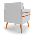 Kit 02 Poltronas Mari Linho Cinza A05 Pés Palito Castanho