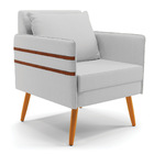 Kit 02 Poltronas Mari Linho Cinza A05 Pés Palito Castanho