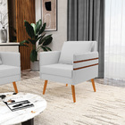 Kit 02 Poltronas Mari Linho Cinza A05 Pés Palito Castanho