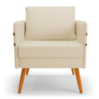 Kit 02 Poltronas Mari Linho Palha A32 Pés Palito Castanho - D