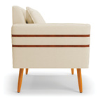 Kit 02 Poltronas Mari Linho Palha A32 Pés Palito Castanho - D