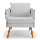 Kit 02 Poltronas Mari Linho Pés Palito Castanho D03 - D'rossi