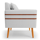 Kit 02 Poltronas Mari Linho Pés Palito Castanho D03 - D'rossi