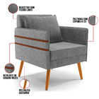 Kit 02 Poltronas Mari Linho Pés Palito Castanho D03 - D'rossi