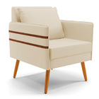 Kit 02 Poltronas Mari Linho Pés Palito Castanho D03 - D'rossi