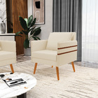 Kit 02 Poltronas Mari Linho Pés Palito Castanho D03 - D'rossi