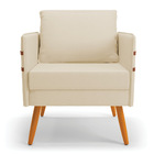 Kit 02 Poltronas Mari Linho Pés Palito Castanho D03 - D'rossi