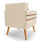 Kit 02 Poltronas Mari Linho Pés Palito Castanho D03 - D'rossi