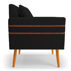 Kit 02 Poltronas Mari Linho Preto A79 Pés Palito Castanho