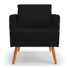 Kit 02 Poltronas Mari Linho Preto A79 Pés Palito Castanho