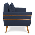 Kit 02 Poltronas Mari Suede Azul Marinho Pés Palito Castanho