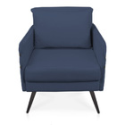 Kit 02 Poltronas Mari Suede Azul Marinho Pés Palito De Ferro