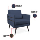 Kit 02 Poltronas Mari Suede Azul Marinho Pés Palito De Ferro