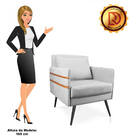 Kit 02 Poltronas Mari Suede Cinza Pés Palito De Ferro Preto -