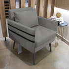 Kit 02 Poltronas Mari Suede Grafite Pés Palito De Ferro Preto