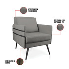 Kit 02 Poltronas Mari Suede Grafite Pés Palito De Ferro Preto